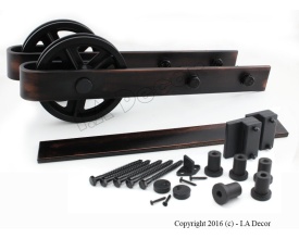 Barn Door Hardware Spoked Wheel Handrubbed Bronze hrbhangerandrail