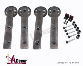 Mini Barn Door Hardware - Mini Spoked Barn Door Hardware - Black Mini Barn Door Hardware - Two Door Mini Barn Door minicast_double