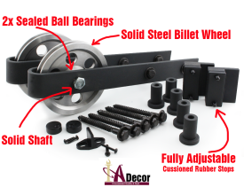 Strong Single Steel Wheel Barn Door Hardware solidsteelbilletspokedtxt