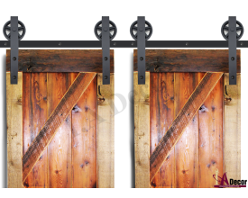 Barn Door Hardware Spoked Biparting Barn Door Kit Double Barn Door spokeddoubledoor