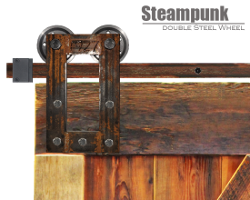 Steampunk Barn Door Hardware With 3 inch Steel Wheels Super Strong steampunk2xwheelsteel