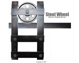 Trolly Single Wheel Barn Door Hardware Solid Billet Steel Custom Available Super Strong steelwheelrubbedbronze