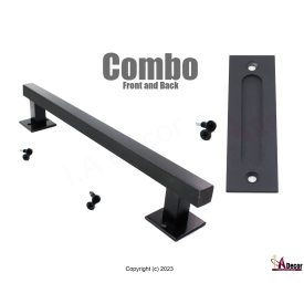 Combo Handle, Two Square Handle With Flush Handle - Barn Door Handle - Barn Door Pull 2sqcombo