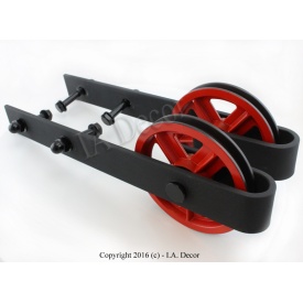 Red Sliding Barn Door Spoked Wheel Kit redhardwarespoked_copy