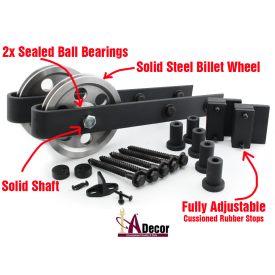 Strong Single Steel Wheel Barn Door Hardware solidsteelbilletspokedtxt