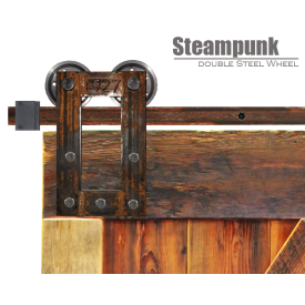 Steampunk Barn Door Hardware With 3 inch Steel Wheels Super Strong steampunk2xwheelsteel
