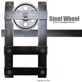 Trolly Single Wheel Barn Door Hardware Solid Billet Steel Custom Available Super Strong steelwheelrubbedbronze
