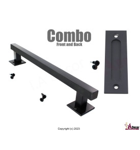 Combo Handle, Two Square Handle With Flush Handle - Barn Door Handle - Barn Door Pull 2sqcombo