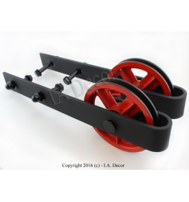 Red Sliding Barn Door Spoked Wheel Kit redhardwarespoked_copy