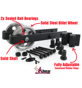 Strong Single Steel Wheel Barn Door Hardware solidsteelbilletspokedtxt