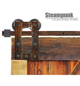 Steampunk Barn Door Hardware With 3 inch Steel Wheels Super Strong steampunk2xwheelsteel