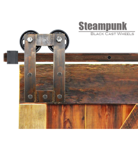 Steam Punk Barn Door Hardware - Rusted Industrial Barn Door Hardware - Barn Door Hardware steampunkcastblack