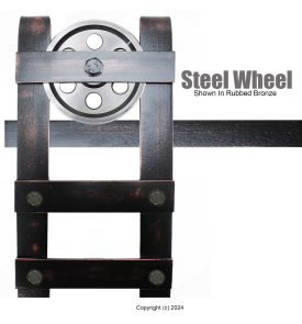 Trolly Single Wheel Barn Door Hardware Solid Billet Steel Custom Available Super Strong steelwheelrubbedbronze